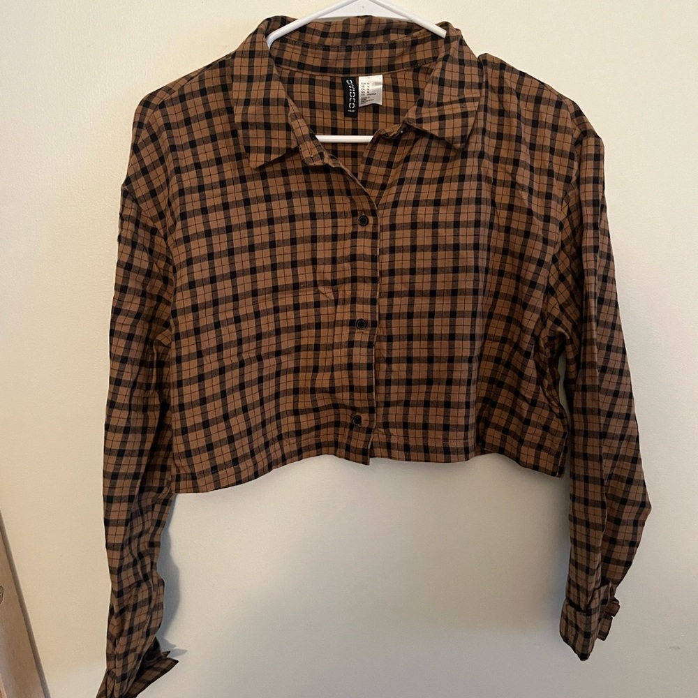 H&M Brown Button Crop Top Size Medium Women’s